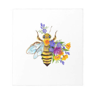 Blumenbiene mit Wildpflanzen Notizblock