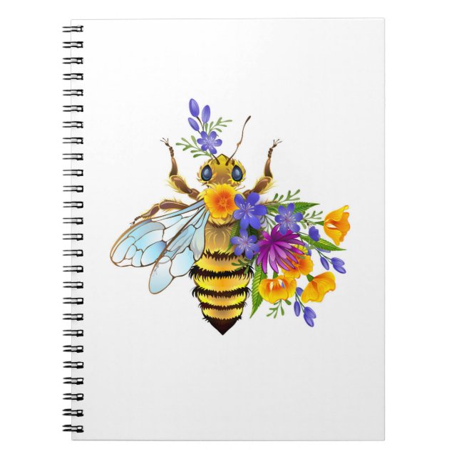 Blumenbiene mit Wildpflanzen Notizblock (Vorderseite)