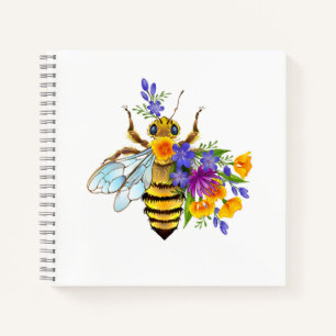 Blumenbiene mit Wildpflanzen Notizbuch