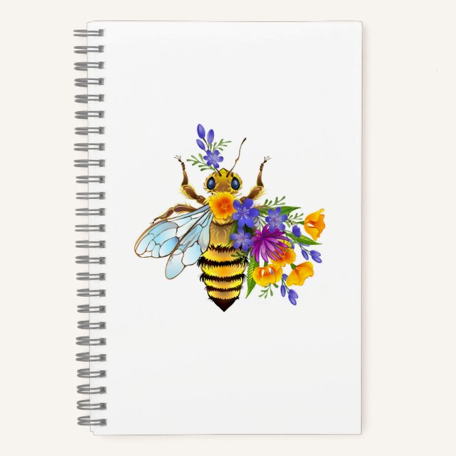 Blumenbiene mit Wildpflanzen Notizbuch (Vorderseite)