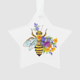 Blumenbiene mit Wildpflanzen Ornament