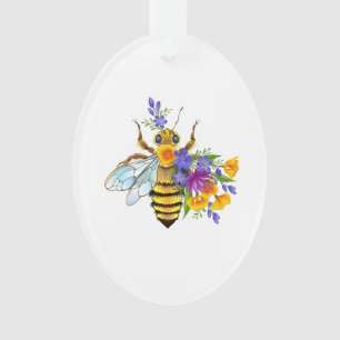 Blumenbiene mit Wildpflanzen Ornament