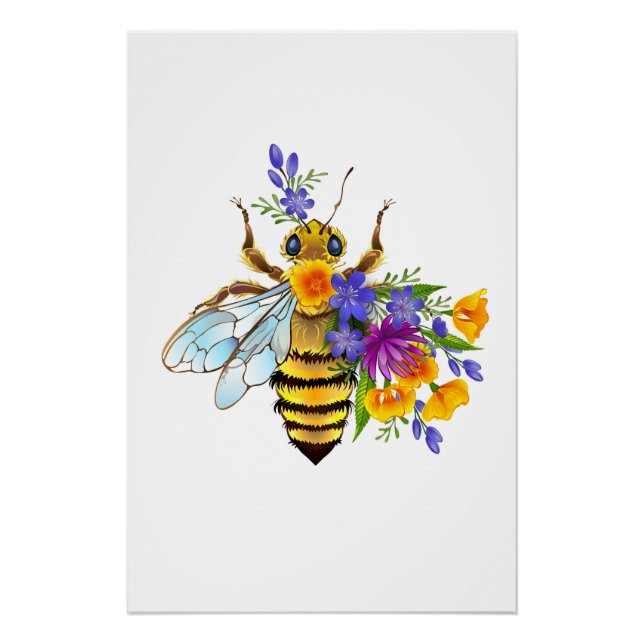 Blumenbiene mit Wildpflanzen Poster (Vorderseite)
