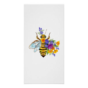 Blumenbiene mit Wildpflanzen Poster