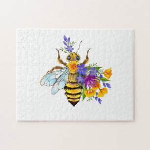 Blumenbiene mit Wildpflanzen Puzzle