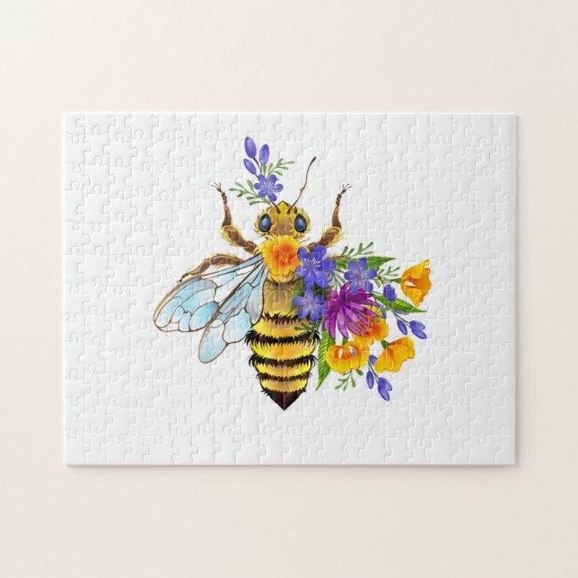 Blumenbiene mit Wildpflanzen Puzzle (Horizontal)