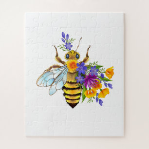 Blumenbiene mit Wildpflanzen Puzzle
