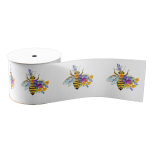 Blumenbiene mit Wildpflanzen Ripsband