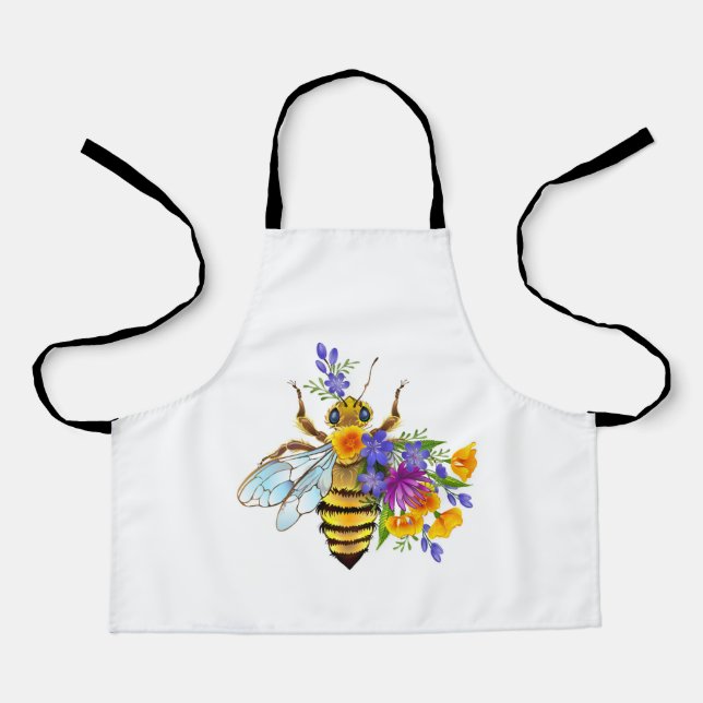 Blumenbiene mit Wildpflanzen Schürze (Vorderseite)