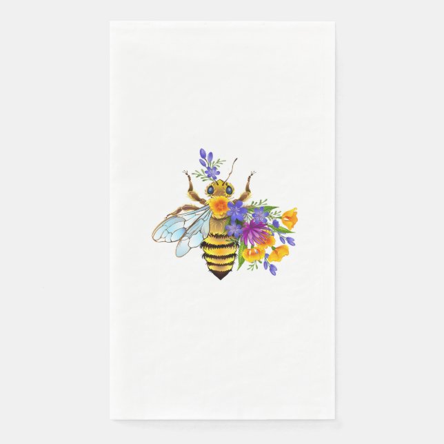 Blumenbiene mit Wildpflanzen Serviette (Vorderseite)