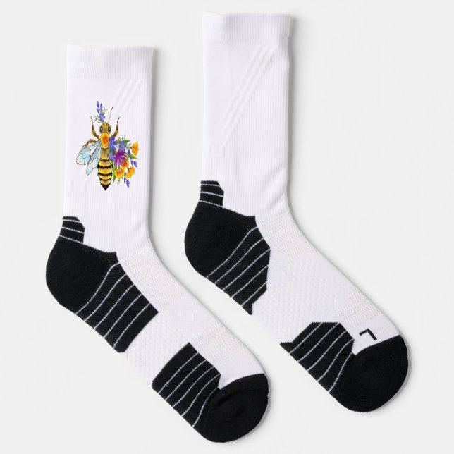 Blumenbiene mit Wildpflanzen Socken (Rechts)