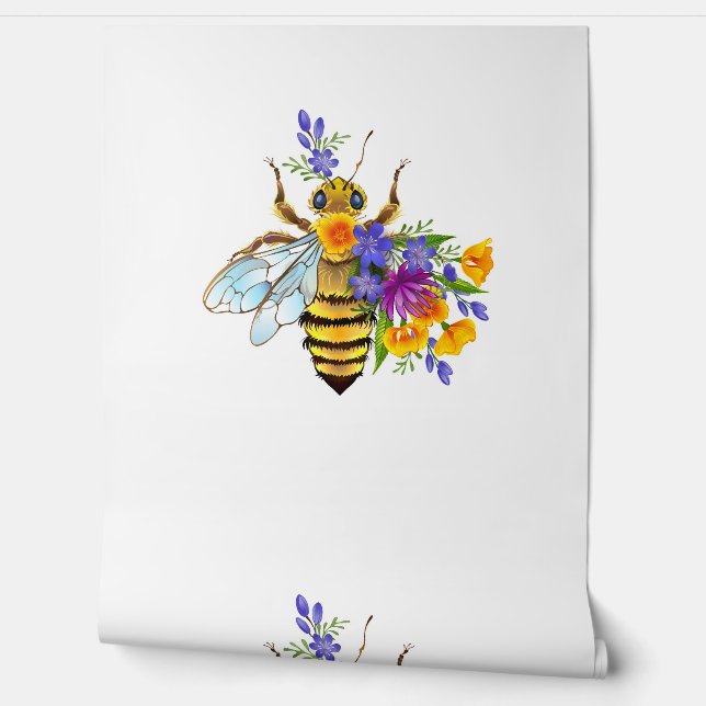 Blumenbiene mit Wildpflanzen Tapete (Abrollen)