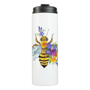 Blumenbiene mit Wildpflanzen Thermosbecher