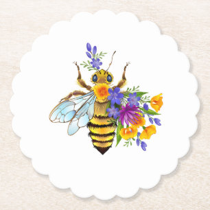 Blumenbiene mit Wildpflanzen Untersetzer