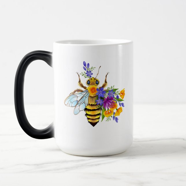 Blumenbiene mit Wildpflanzen Verwandlungstasse (Links)