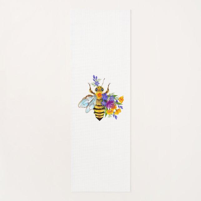 Blumenbiene mit Wildpflanzen Yogamatte (Vorderseite)