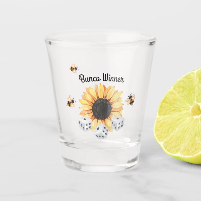 Blumenbienen Blumensieger Würfel Bunco Schnapsglas (Vorderseite)