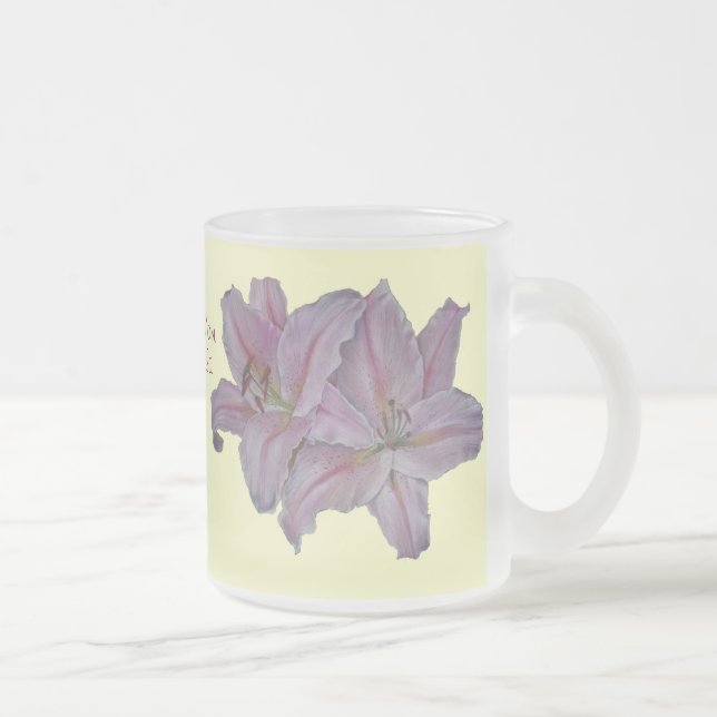 Blumenbild der hübschen rosa Lilienblüte Mattglastasse (Rechts)