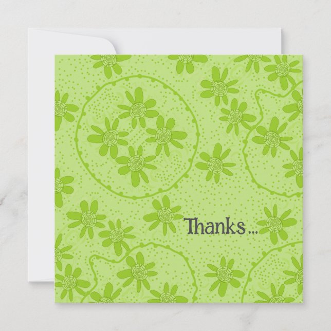 Blumenblasen Polka Dot Pea Green Dankeschön-Karte (Vorderseite)
