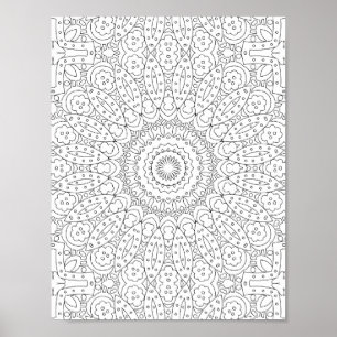 Blumenblatt-Mosaik-Mandala-Malvorlagen-Design Poster
