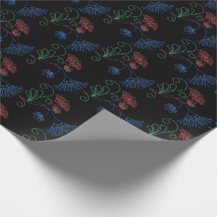 Blumenblätter auf schwarzem Papier Geschenkpapier