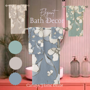 Blumenblätter Cream Shades auf Smokey Gray Badhandtuch Set