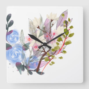 Blumenblätter Kunst – Elegante Blumen und Botanik Quadratische Wanduhr