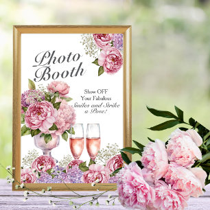 Blumenblätter & Prosecco Fotobox Schild Einladung