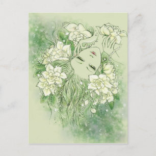 Blumenblätter und Perlen-Postkarte Postkarte