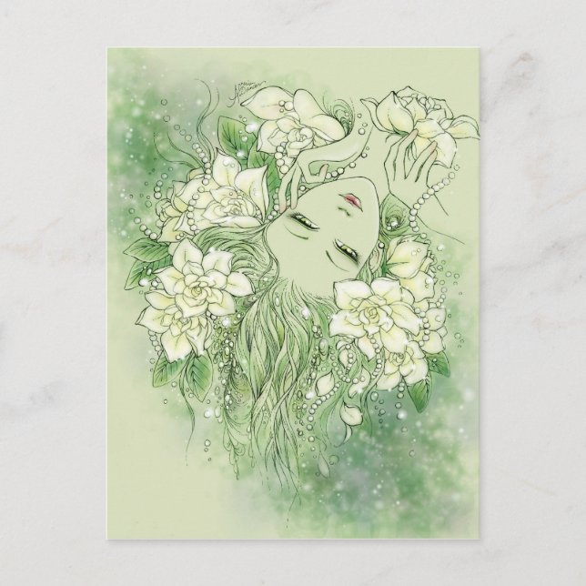 Blumenblätter und Perlen-Postkarte Postkarte (Vorderseite)