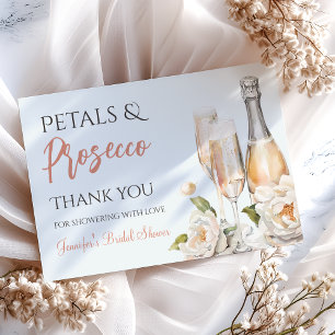 Blumenblätter und Prosecco-Brautjunggesellinnenabs Dankeskarte