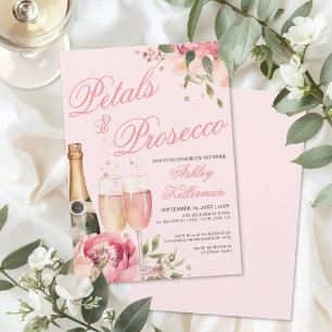Blumenblätter und Prosecco Brautparty Einladung