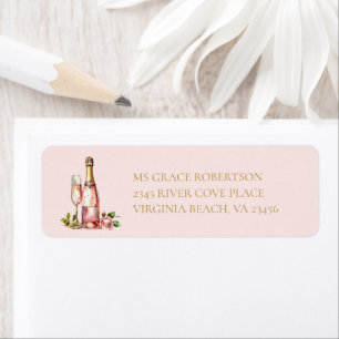 Blumenblätter und Prosecco Brautparty Rücksendeadr