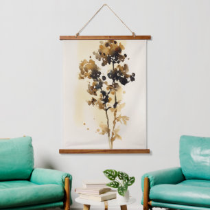 Blumenblätter Wasserfarben Kunst Wandteppich Mit Holzrahmen