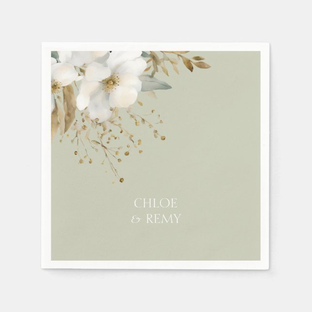 Blumenblätterblättern grün serviette (Vorderseite)