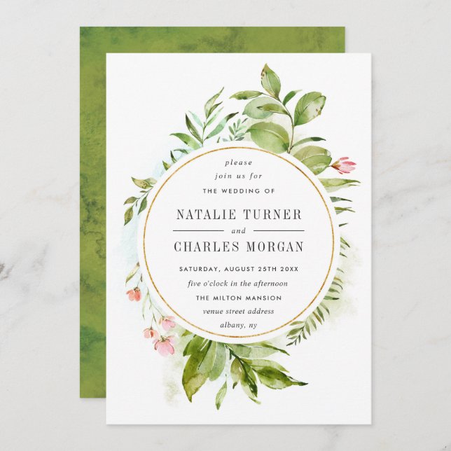 Blumenblätterturm Hochzeitseinladung Einladung (Vorne/Hinten)