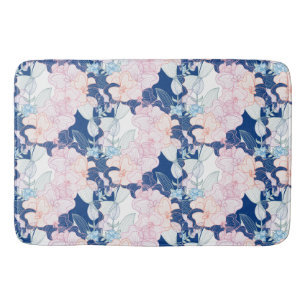 Blumenblättrige Blume grün rosa blaue Farbtöne Badematte