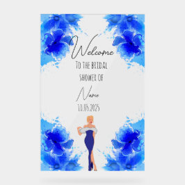 Blumenblau-Acryl-Brautparty Acrylschild