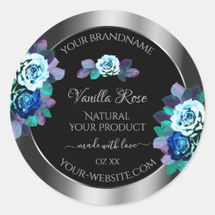 Blumenblau Aquamarine Rose Produktkennzeichnungen  Runder Aufkleber