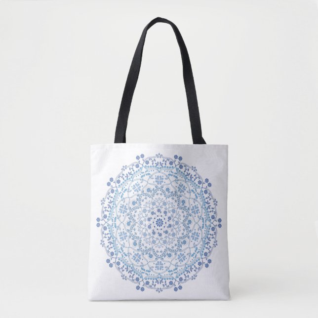 Blumenblau Einfache Mandala Circle Minimalistisch (Vorderseite)
