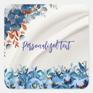 Blumenblau Quadratischer Aufkleber