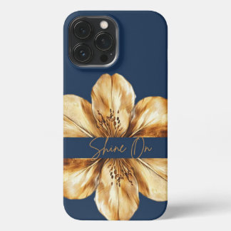 Blumenblau und goldenes iPhone 13 Fall Pro Max Hülle