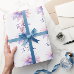 Blumenblau und Lila zur Mama Geschenkpapier