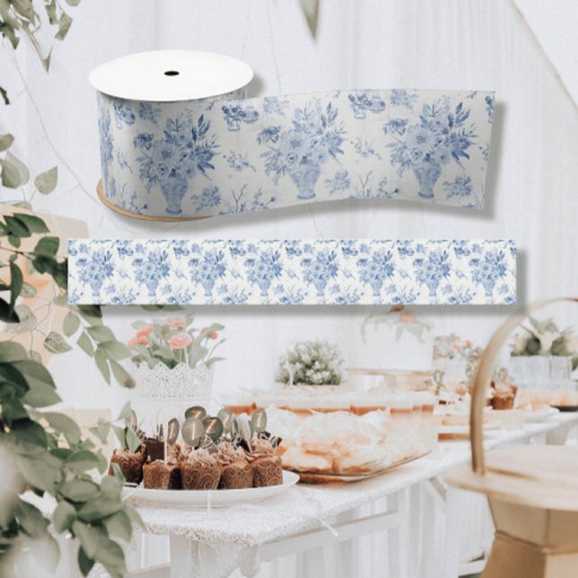 Blumenblau und Weiß Chinoiserie Vases Bridal Satinband (Von Creator hochgeladen)