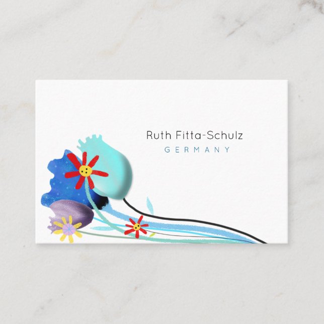 Blumenblau und weiße Visitenkarte (Vorderseite)