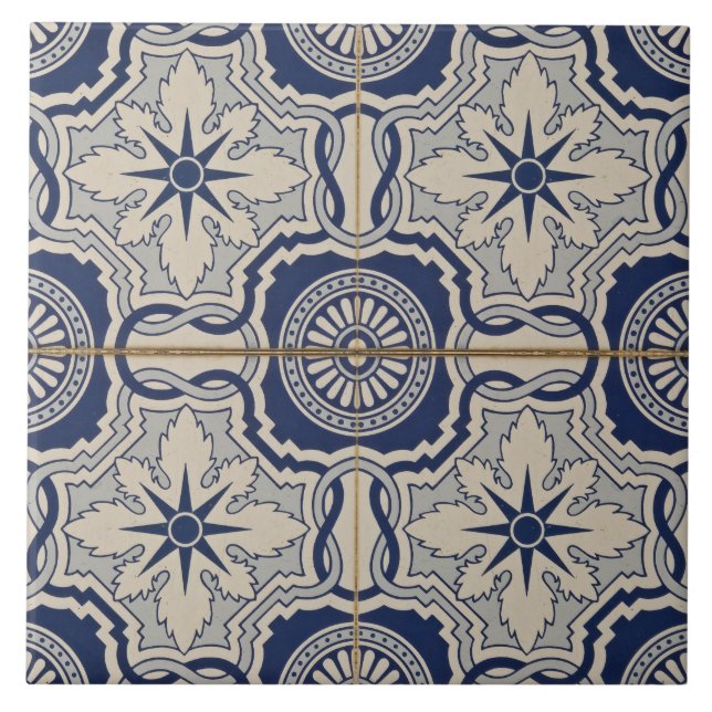 Blumenblau Weiß Moderne Portugiesische Azulejos Ti Fliese (Vorderseite)