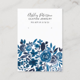 Blumenblaue Aquarellschmuck Ohrring-Anzeige Visitenkarte