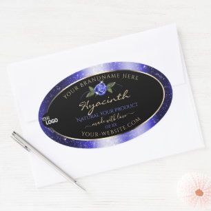 Blumenblauer Glitzer-Label-Stars für blaue Produkt Ovaler Aufkleber