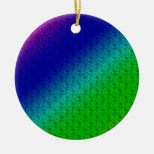 Blumenblauer grüner Regenbogen Gradient Diagonal B Keramik Ornament