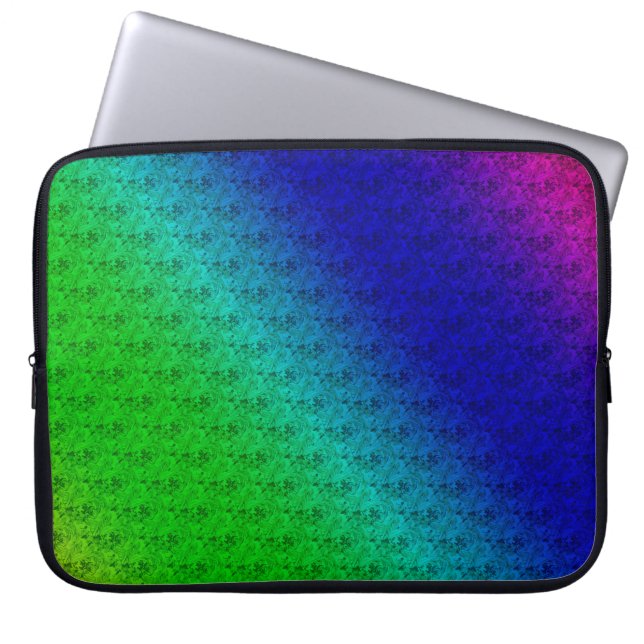 Blumenblauer grüner Regenbogen Gradient Diagonal B Laptopschutzhülle (Vorderseite)